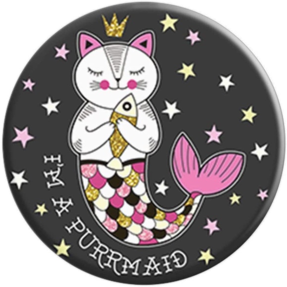 PopSockets I'm a Purrmaid PopSocket Black White - Picture 2 of 4